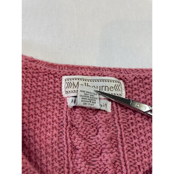 Vintage 80s 90s Melbourne Country Sweater Womens M Pink V Neck Floral - Picture 11 of 12